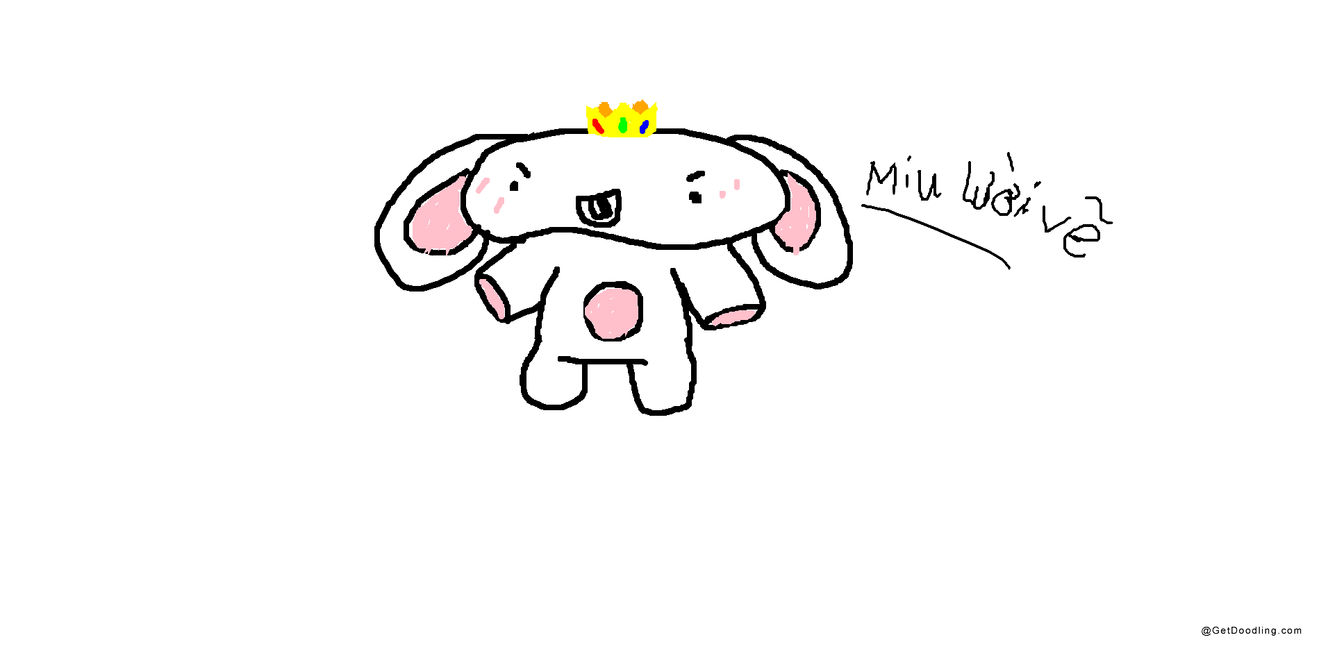 Cute bunny with pink ears wearing a crown
